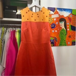 Orange and Red Sleeveless Dress
